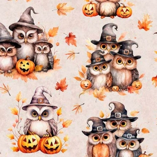 Halloweenské sovičky na béžové